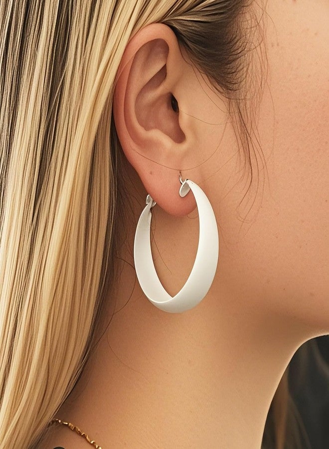 Xeyau Chunky Hoop Earrings for Women 1.6Inch Earrings 80s 90s Statement Wide Hoop Earrings Large Trendy Exaggerated Earring Vintage Neon Earrings Jewelry Accessories (A-White) - Image 2